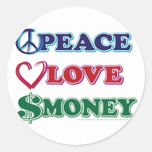 Peace-Love-Wall-Money Ronde Sticker (Voorkant)