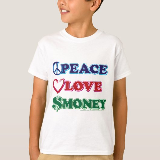 Peace-Love-Wall-Money T-shirt (Voorkant)
