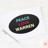 Peace Love WARREN Oval Sticker (Envelop)
