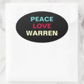 Peace Love WARREN Oval Sticker (Tas)
