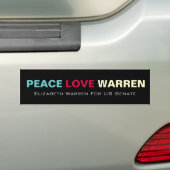 Peace Love WARREN US Senate Bumpersticker (Op auto)