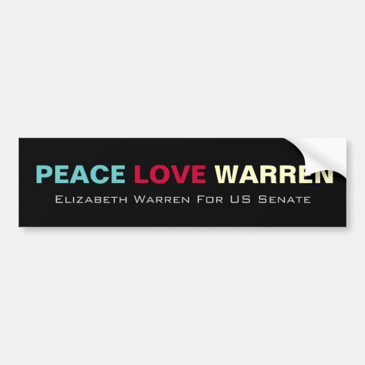 Peace Love WARREN US Senate Bumpersticker (Voorkant)