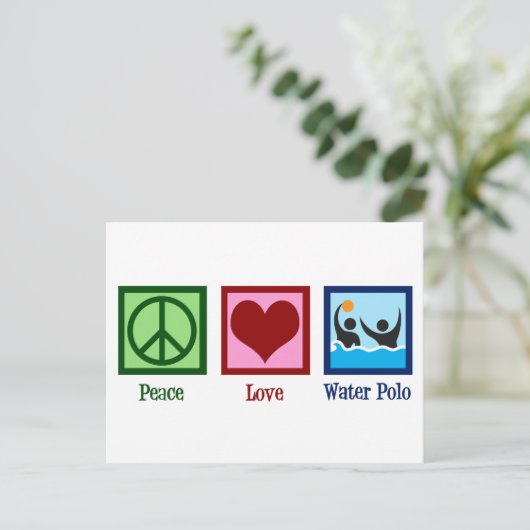 Peace Love Water Polo Briefkaart (Staand voorkant)