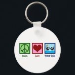 Peace Love Water Polo Sleutelhanger<br><div class="desc">Peace Love Water Polo. Cute water polo teamplayer cadeau voor een coole sporttrainer.</div>
