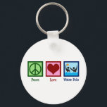 Peace Love Water Polo Sleutelhanger<br><div class="desc">Peace Love Water Polo. Cute water polo teamplayer cadeau voor een coole sporttrainer.</div>