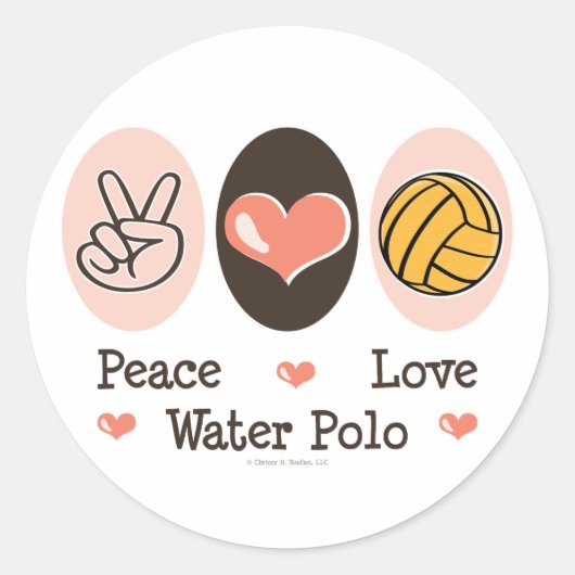 Peace Love Water Polo Stickers (Voorkant)