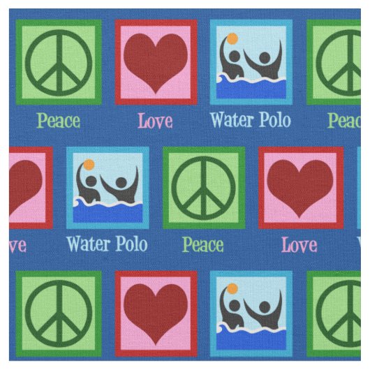 Peace Love Water Polo Team Blue Stof (Close Up)