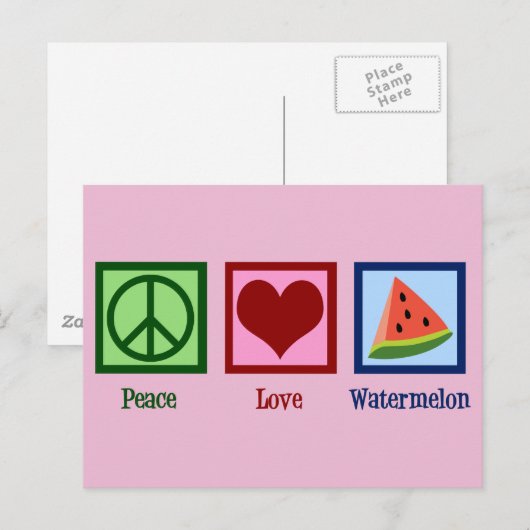 Peace Love Watermelon Briefkaart (Voorkant / Achterkant)