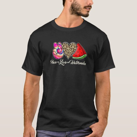 Peace Love Watermelon Happy Watermelon Day Fruit T-shirt (Voorkant)
