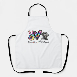 Peace Love Weimaraner Funny Tie Dye Hondenliefhebb Schort