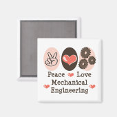 Peace Love Werktuigbouwkundige magneet (Voorkant / Achterkant)