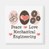 Peace Love Werktuigbouwkundige magneet (Voorkant)