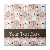 Peace Love Westies Ceramic Tile Trivet Tegeltje (Voorkant)