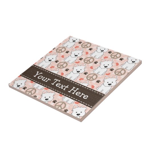 Peace Love Westies Ceramic Tile Trivet Tegeltje (Zijkant)