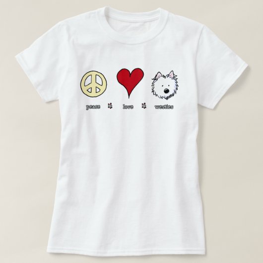 Peace Love Westies KiniArt T-shirt (Design voorkant)