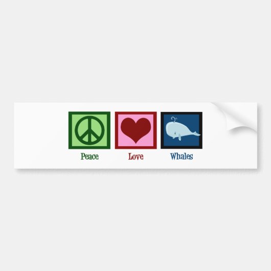 Peace Love Whales Bumpersticker (Voorkant)