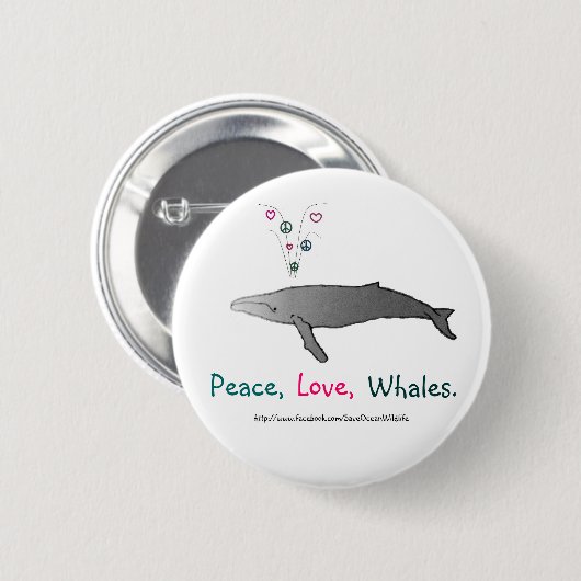 Peace, Love, Whales Button (Voorkant /achterkant)