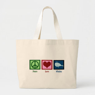 Peace Love Whales Grote Tote Bag
