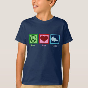 Peace Love Whales Navy Blue Kinder T-shirt