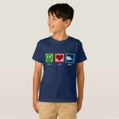 Peace Love Whales Navy Blue Kinder T-shirt (Voorkant volledig)