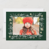 Peace & Love White Berries Foliage Snowflakes Feestdagenkaart (Voorkant)