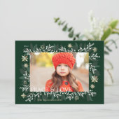 Peace & Love White Berries Foliage Snowflakes Feestdagenkaart (Staand voorkant)