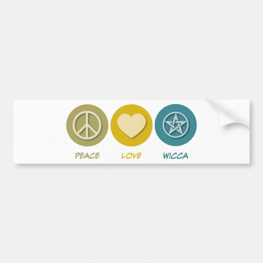 Peace Love Wicca Bumpersticker (Voorkant)