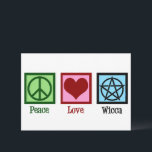 Peace Love Wicca Pentacle Wiccan Kaart<br><div class="desc">Peace Love Wicca. Een schattige wickenkaart met een  vredesteken,  hart,  en pentakelsymbool voor een heks of pagan vriend.</div>