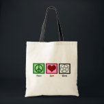 Peace Love Wicca Tote Bag<br><div class="desc">Een vredesteken,  hart en het symbool voor Wicca.</div>