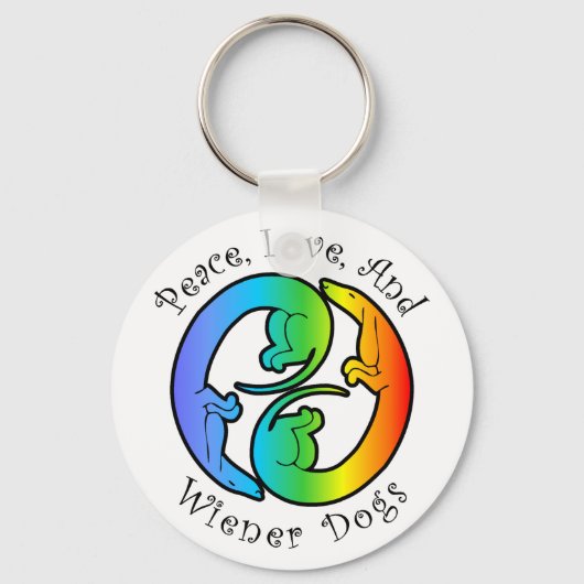Peace, Love & Wiener Dogs Sleutelhanger (Voorkant)