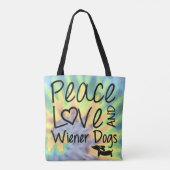 Peace Love & Wiener Dogs Tie Dye Canvas tas (Achterkant)