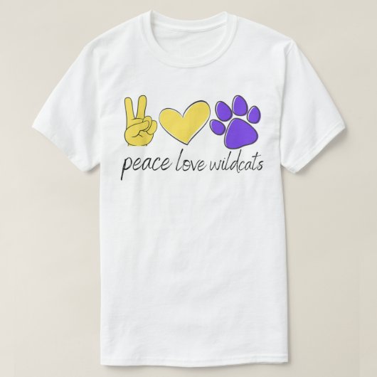 Peace Love Wildcats School Team Spirit T-shirt (Design voorkant)