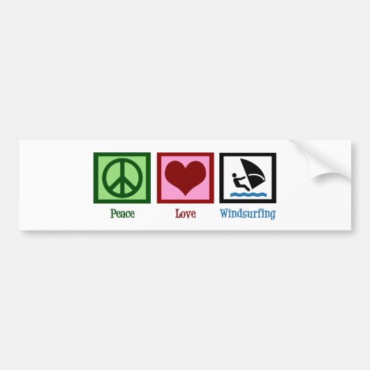 Peace Love Windsurfing Bumpersticker (Voorkant)