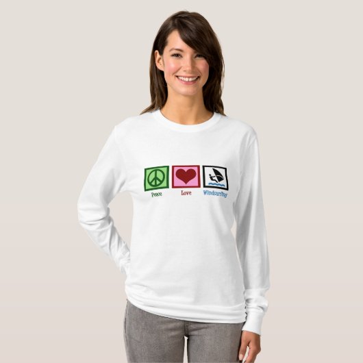 Peace Love Windsurfing T-shirt (Voorkant volledig)