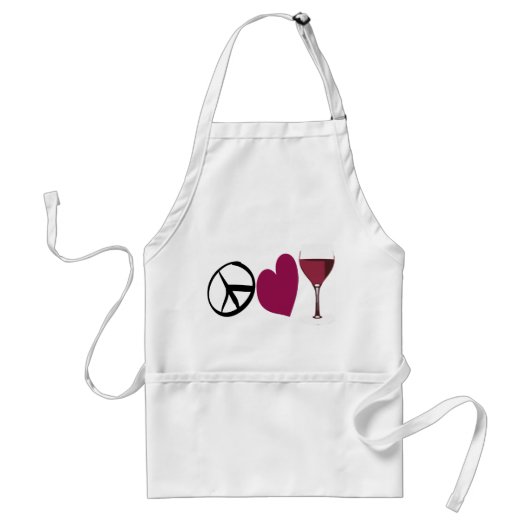 Peace Love & Wine Apron Standaard Schort (Voorkant)