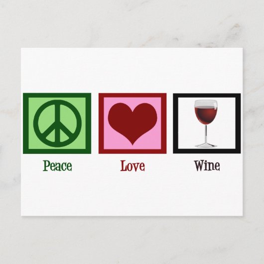 Peace Love Wine Briefkaart (Voorkant)
