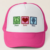 Peace Love Wine Pink Winery Grapes Trucker Pet (Voorkant)