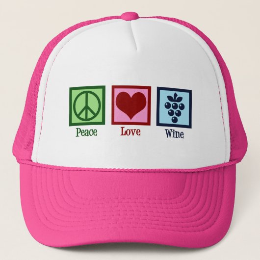 Peace Love Wine Pink Winery Grapes Trucker Pet (Voorkant)