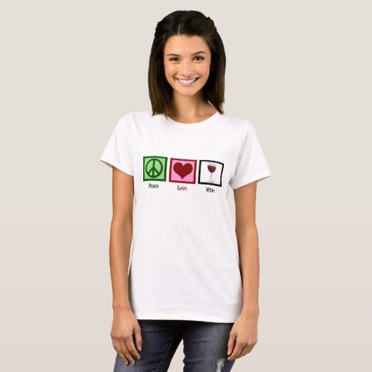 Peace Love Wine T-shirt (Voorkant volledig)