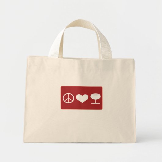 Peace Love Wine T-Shirt Mini Tote Bag (Voorkant)