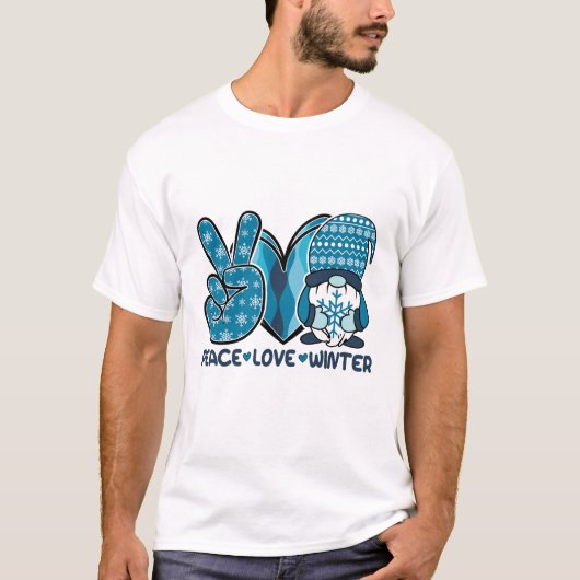 Peace Love Winter Kerstmis T-shirt (Voorkant)