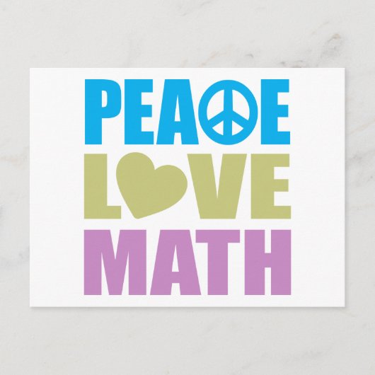 Peace Love Wiskunde Briefkaart (Voorkant)
