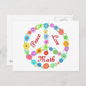 Peace Love Wiskunde Briefkaart (Voorkant / Achterkant)
