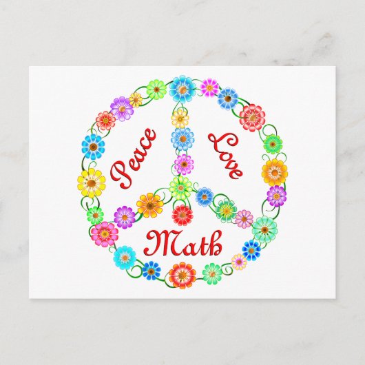 Peace Love Wiskunde Briefkaart (Voorkant)