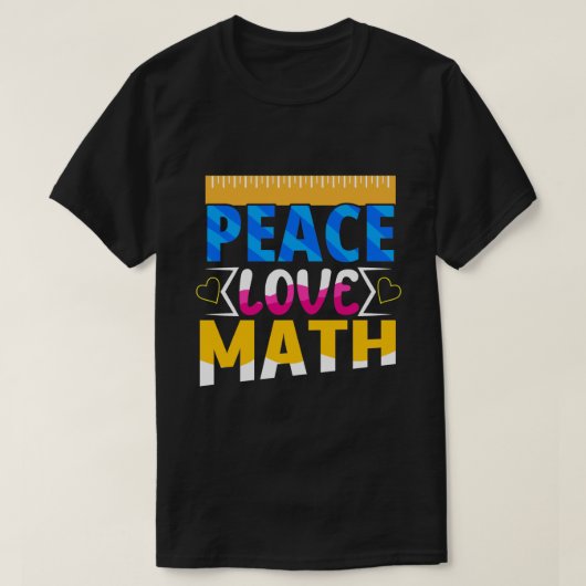 Peace Love Wiskunde enthousiaste student of docent T-shirt (Design voorkant)