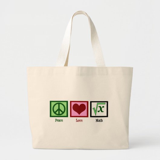 Peace Love Wiskunde Grote Tote Bag (Voorkant)