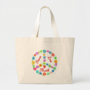 Peace Love Wiskunde Grote Tote Bag