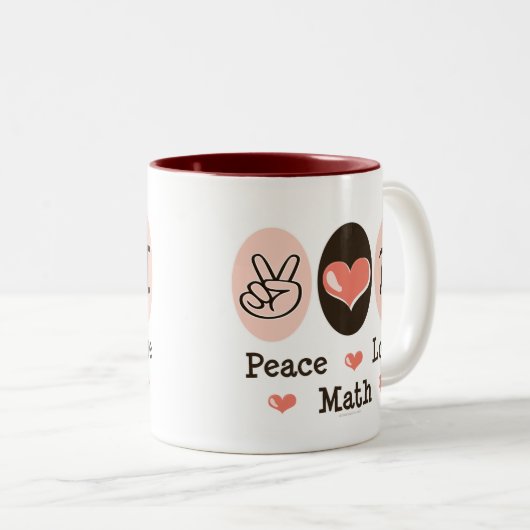 Peace Love Wiskunde Mok (Voorkant rechts)