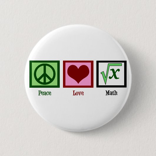 Peace Love Wiskunde Ronde Button 5,7 Cm (Voorkant)
