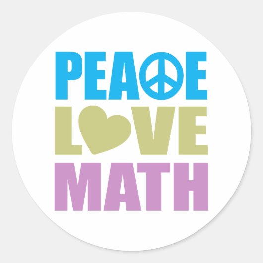 Peace Love Wiskunde Ronde Sticker (Voorkant)